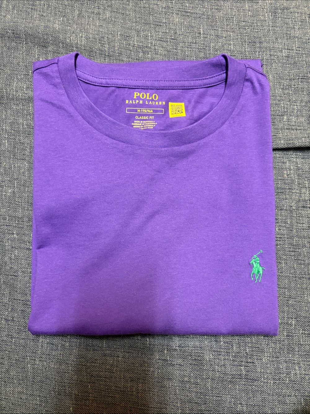 Polo by Ralph Lauren Bright Purple Crew Neck Tee with Green Pony Size M NWOT